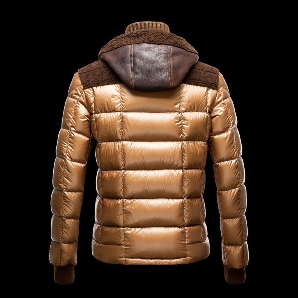 Moncler marrone sottile di alta collo corto caldo Uomo Cappotti uscita